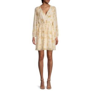 Madewell Cate V-Neck Long Sleeve Carnation Print Floral Mini Dress Large